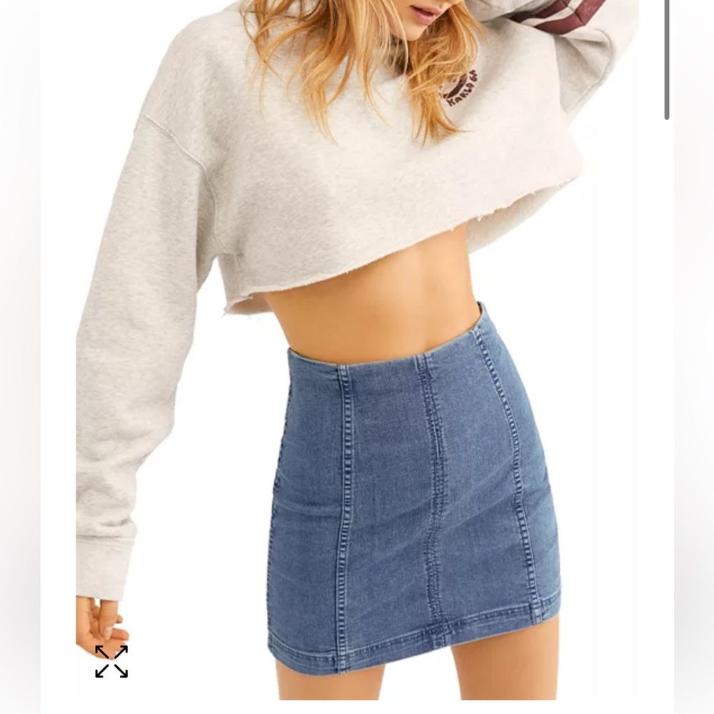Free People modern femme mini stretch denim skirt